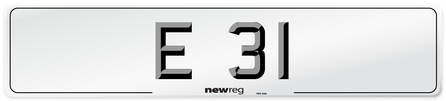 E 31 Number Plate from New Reg
